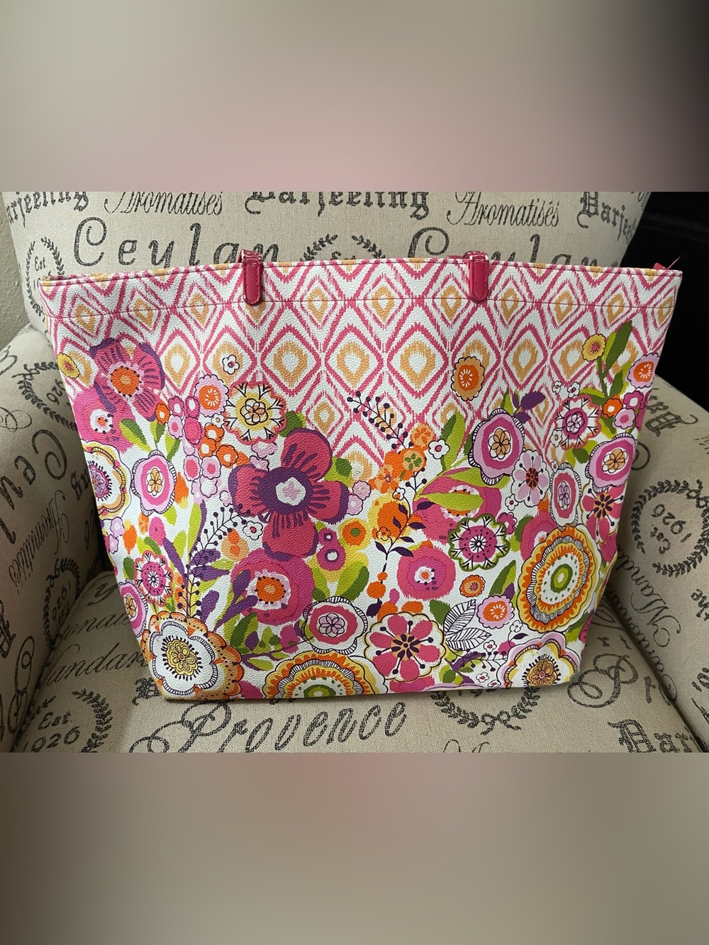 Vera Bradley Clementine Pattern Play Vinyl Tote Bag-Retired Print